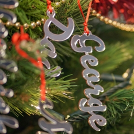 Personalised Mirror Christmas Name Decorations