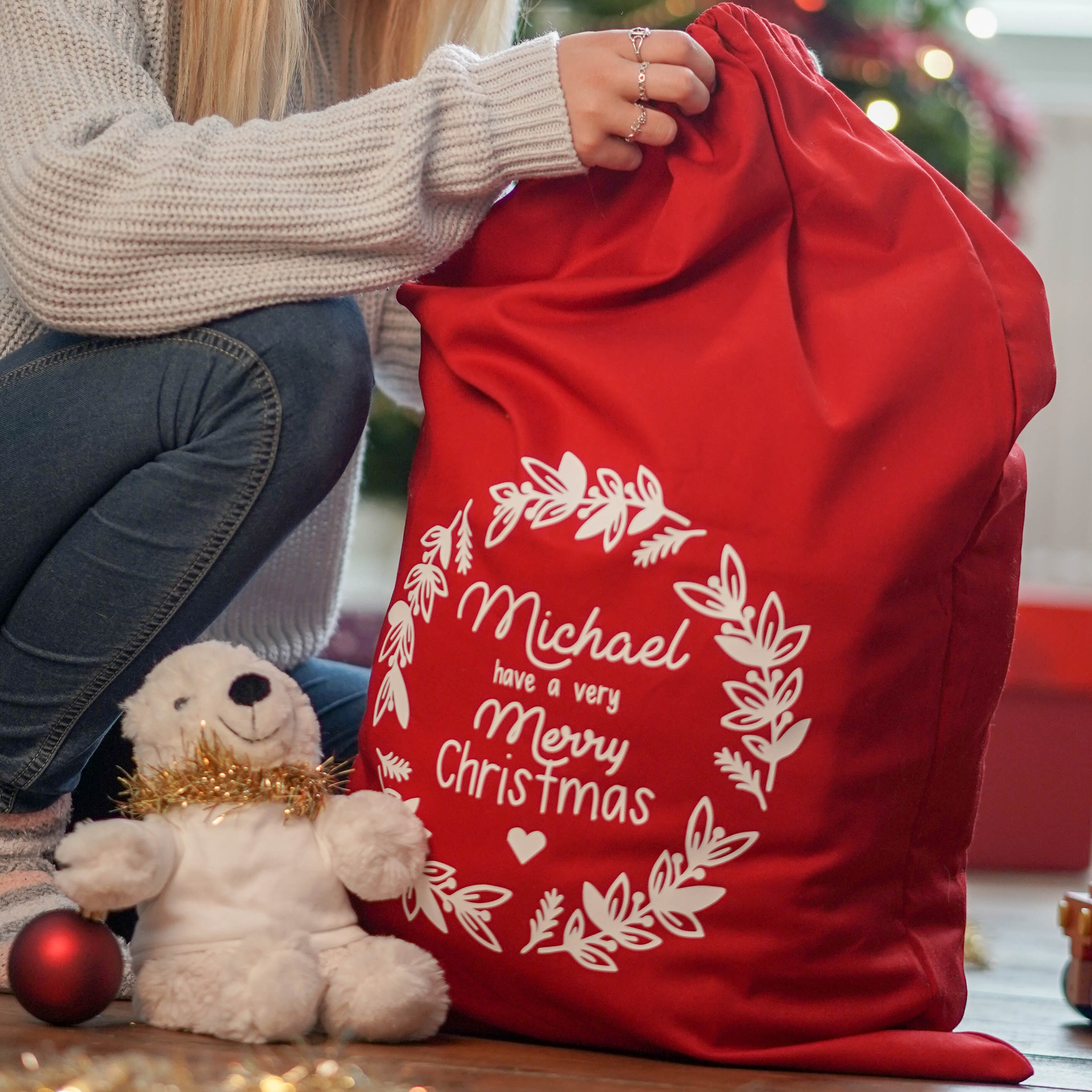 Red santa sack personalised new arrivals