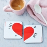 Personalised Love Heart Coasters Pair