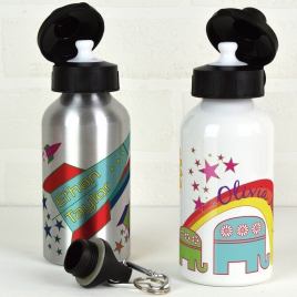 Personalised Water Bottle / Rockets or Elephants