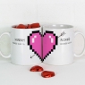Personalised Pixel Love Heart Mugs Pair