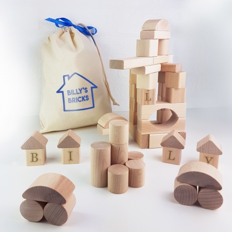Personalised Wooden Building Blocks Gift Set