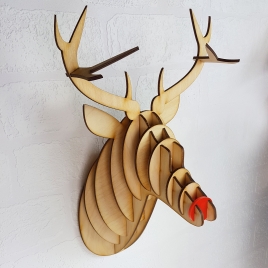 Wooden Christmas Stag Head / Rudolph