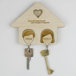 Personalised Couples Key Rack and Keyring Set