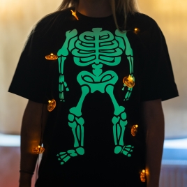 Halloween Glow In The Dark Skeleton T Shirt